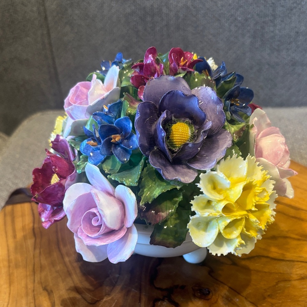 Aynsley English Colorful Ceramic Floral Arrangement - Multicolor Faux Flowers